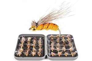 JasCherry Angel-Fliegen Kunstköder Fliegenköder Fliegen Fischen Köder mit wasserdichte Box, Perfekt zum Angeln Barsch Forelle Dorsch Angelzubehör
