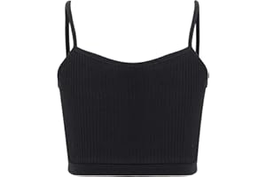 Sywiyi Kids Girls Spaghetti Straps Crop Tank Top Solid Color Camisole Underwear Ribbed Bra Vest Bralette Sportwear