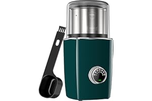 Brolly Electric Coffee Grinder Cordless，Type-C Rechargeable, One-Button Automatic Operation for 6 Preset Times, Removable 304 Stainless Steel Blade Jar, Green (CG01)