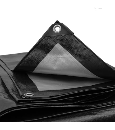 Heavy Duty Waterproof Tarps 16x16 Ft – 160 G/m² PE Tarpaulin With Reinforced Grommets For Roof, Camping, Pool, Boat, Outdoor Protection