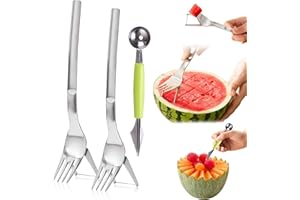 BMHNQ Trancheuse à pastèque 2 en 1 couteau à pastèque multi-usages en acier inoxydable Pour couper les fruits Coupeur De Cube De Pastèque couteau à couper les fruits Accessoire de cuisine (2 pièces)
