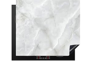 KitchenYeah© Protege Plaque Induction 59x52 cm Deco Cuisine Accessoires Pratique Protection De Vitroceramique Marbre - Blanc - Motifs - Pierre - Aspect marbre