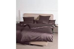 Janine Mako Satin Bettwäsche Uni Colors 200 x 220 cm Schoko