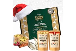 CAMINO DE CABRAS Coffret Thé Cadeau - Chai Tea & Slim Tea - The Noir Assam, Gingembre, Ortie, Cannelle, Curcuma, Poivre Noir, Framboise, Cardamome – Idéal pour le Chai Latte - Thé Épicé en Vrac 2 x 100g