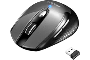 LeadsaiL Mouse Wireless, Mouse Senza Fili Ergonomico, 2,4 GHz USB Mouse Silenzioso, 1600 DPI, 5 Pulsanti per Windows, macOS, ChromeOS, Compatibile PC, Mac, Laptop- Grigio