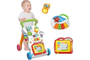 Queiting Baby Walker First Steps 2in1 Activity Musical Toys Car Along Ride Children's Music Walker Baby Toddler Stroller Used for Baby Steps