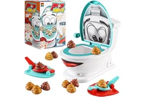 COSORO Shoot the Poop Jeu de Toilette,Jeu de Lancer avec 12 Caca en Plastique 2 Catapulte 1 Autocollant,Jouet Enfant Adulte Intéressant Jouets Créatifs Farce et Attrape Fête de Famille pour Garçon Fille