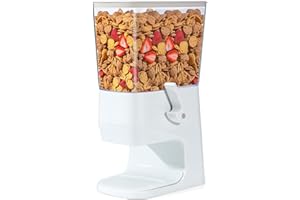 Tokokimo Dispenser Cereali da 3,2 L Cereal Dispenser con Erogazione Delicata che Non Schiacciatura Distributore di Cereali per Cornflakes, Noci, Dolci, Fagioli, Granola (Bianco, Confezione da 1)