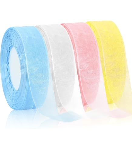 4 Rollen Organzaband, Je 20 Mm X 45 M – In Weiß, Blau, Gelb & Rosa, Für Geschenke & Deko