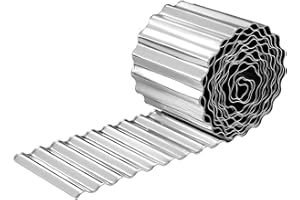 FOCEFEC Garden Edging 12 IN x 20 FT, Heavy Duty Lawn Edging Border Galvanised Steel Landscape Edging, Flexible DIY Flower Bed Edging, Tree Surrounds, Garden Plant Border - Silver