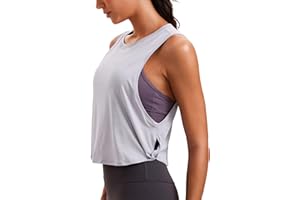CRZ YOGA Damska Koszulka Sportowa Pima Cotton Workout Tank Crop Bez Rękawów Yoga Running Tops