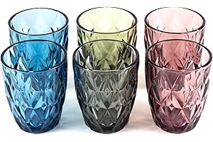 Hanseküche Lot de 6 verres de 300 ml | colorés de haute qualité | pour l'eau, jus de fruits, cuisine | Lavables au lave-vaisselle en verre