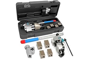 Wvoillty Professionelles Bördelwerkzeug für Bremsleitungen, 45-Grad-Einzel, Doppel- und Bubble-Bördelungen, inkl. Rohrabschneider, für 3/16", 1/4", 5/16", 3/8" und 4,75 mm Kupferrohre, Schwarz