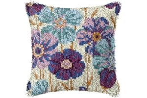 YOOTOM Kit Crochet de Verrouillage Tapis DIY Broderie,Loquet Crochet Complet Housse de Coussin,Kit Fabrication Taie d'oreiller Coussins Tapis,Motif coloré imprimé Fil prédécoupé,43x43cm