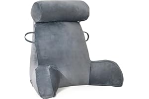 GKXLH Poduszka do czytania – aksamitne poduszki do czytania do siedzenia w łóżku dla dorosłych, poduszka pod plecy do łóżka, siedząca z okrągłą poduszką, podparcie ramion z ramieniem i kieszenią,