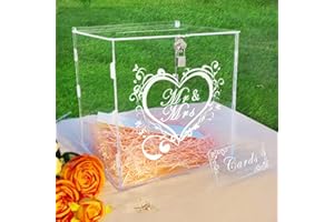 ‎JOLIK Jolik Neuestes Design Acryl Hochzeitsbox Briefbox Hochzeit Geschenkkarten Box, Große Klar DIY Kartenbox Hochzeit Geldbox mit Schloss für Hochzeit Geburtstag Babyparty Jubiläum