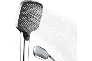 Ulytid Soffione Doccia, Soffione per Doccia a Risparmio Idrico, Doccione per Doccia con 3+1 Tipi di Getto, Grande Soffione a Pioggia, Telefono Doccia, Doccino Doccia Anticalcare, Cromato