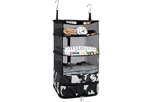 Surblue Hanging 3-Shelf Closet Organizer Pocket Collapsible Washable Oxford Fabric with 2 Hooks Camouflage L