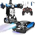 E-ROYAL SHOP Remote Control 2 in1 Convertible Tranfm Robot Car Water Booster Spray Toy for Kids with Rechargeable Battery (Blue Color)