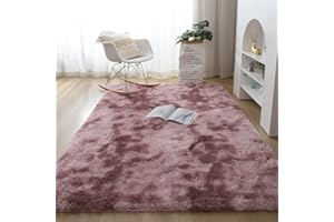 OMGREAT Plush Furry Shaggy Rugs Modern Area Rug for Bedroom Living Room Nursery Floor Soft Decor Rugs Fluffy Shag Collection Throw Rugs Non-Slip Fuzzy Rugs Washable Fur Mats Carpets (6x9ft, Pink Purple)