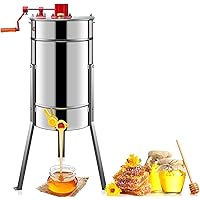 Kwasyo GCSJ Honigschleuder Manuell 3-Waben Lebensmittelechter Edelstahl Manuell Honig-Extraktor für Bienenzucht Bee…