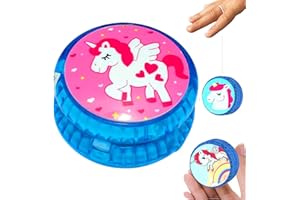 HOVUK 1x Unicorn Light Up Responsive Yoyo, 5.5cm Plastic Blue Yoyos Colour Trick Yo-yo, Stable and Sturdy with Yoyo String, Ball Bearing Starter Kids Gift