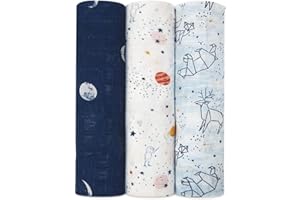 aden + anais - 3 Maxi-langes silky soft grand format prélavés en viscose de bambou - Imprime Stargaze - 120 cm x 120 cm