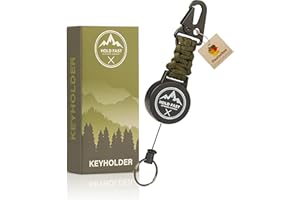 HOLD FAST OUTDOOR COMPANY HOLD FAST OUTDOOR CO. Schlüsselanhänger ausziehbar mit Karabiner & Paracord - Stabiler Ausweishalter mit ausziehbarem Schlüsselband - Ausweis, Schlüssel, Skipass & Skikarten Jojo Anhänger
