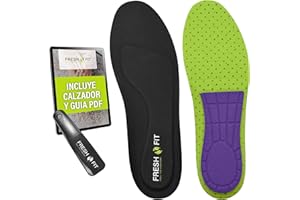 FRESH FIT INSOLES SUPER PACK Plantillas fascitis plantar 3 Capas + Calzador + Guía Cuidado de Pies | Memory Foam + Talonera + Base Perforada | Alivio Dolor de Pies Hombre y Mujer | Fabricadas en España (42-43)