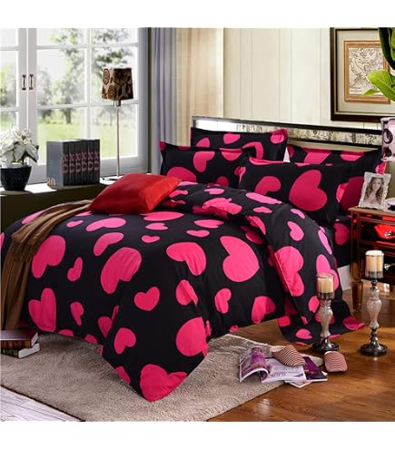 Copripiumino 100% Cotone Shabby Love 2 Piazze | Parure Letto Matrimoniale Rosso | Linea Pensieri Delicati