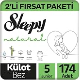 Sleepy Natural 2'li Fırsat Paketi K&uuml;lot Bez 5 Numara Junior 174 Adet