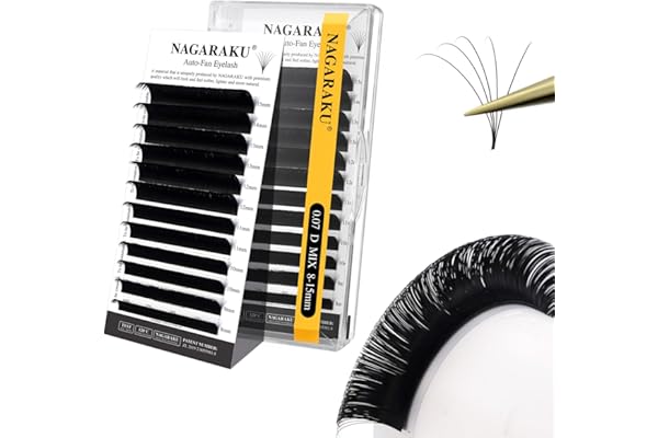 NAGARAKU Easy Fan Cils 2 Layers 2~20D Automatique Bouquet Extension de Cils Russe Volume Technique Blooming Clump Auto-Éventail Doux Naturel Auto Self Fanning Fluffy Eyelash Noir (0.07 D 8-15mm)