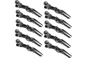 FAVELABLE Fermagli per Capelli di plastica,12 Pezzi Nero Antiscivolo Coccodrillo Clip Pinze per Capelli Professionali per Parrucchiere Sezionamento per Donne,Nero