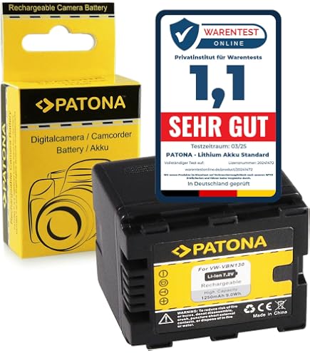 vhbw 1x batteria sostituisce Panasonic VW-VBN130E, VW-VBN130 per videocamera camcorder (2200mAh, 7,2V, Li-Ion) con infochip