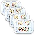 j&m Healthy Learning Plate, Divided Portion Control with Sections to Learn Nutrition, Food Groups & Portion Sizes, Dishwasher-Safe (4 Pack)