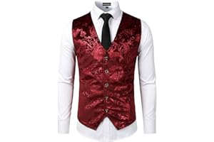 PARKLEES Herren-Weste, luxuriös, metallisch, Paisleymuster, goldfarben, bedruckt, für Hochzeit, Abschlussball, Party, Anzug oder Smoking