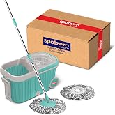 Spotzero by Milton Elite Spin Mop with Big Wheels, Puller Handle, Bucket Floor Cleaning and Mopping System 360° Flexible,2 Mi