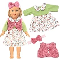 Xerteam Vestiti per bambole, set di vestiti per bambole da 30-45 cm, abiti dolci, pigiama, grucce, borsa a fragola casuale per bambini, scarpe con piccoli fori, vestiti per bambole in stile dolce