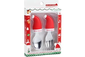 BEWOS Baby Cutlery 2 Pcs, Weaning Set, 304 Stainless Steel Baby Spoon and Baby Fork, Kids Safety, Suitable for Baby Self Feeding Toddler Cutlery, Dishwasher Safe, Christmas Baby Christening Gift