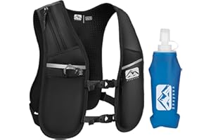 Chaleco de Running Shayson para Mujer y Hombre con Botella de Agua de 500 ml incluida, Correas de Pecho Ajustables, Transpirable y Reflectante