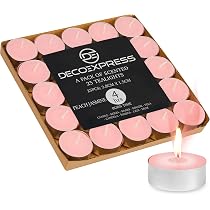 DECO EXPRESS Teelichter Großpackung, 24, 25, 50, 100 oder 200 Teelichter Lange Brenndauer 4, 8 oder 10 Stunden (Eukalyptus 25/4 Stunden)