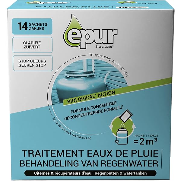 Epur Traitement Pour Eaux De Pluie – Clarifie Et Désodorise L’eau De Citerne, 1 Kg, Sans Chlore