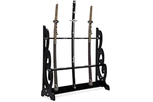 lukar Vertikaler Schwertständer Boden, 6 Etagen Katana Halter Ständer, Holz Schwert Rack Boden stehend, Großer Schwert Display Ständer, Japanischer Samurai Schwerthalter