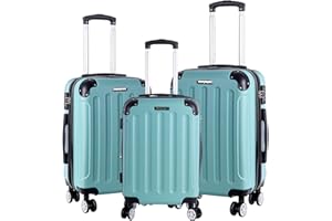 TALK-POINT Set de 3 valises rigides en ABS, serrure TSA, capacité extensible - Tailles M, L, XL - Protection coins, roulettes silencieuses 360°, poignée télescopique, convient pour bagage cabine & empilable