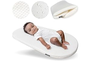 Yunioo matelas à langer pliable | matelas à langer | matelas universel pour panier à langer, moïse, landau et berceau | avec housse ultra-douce, déperlante et amovible | 74 x 38 cm