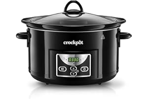 Crock-Pot Mijoteuse numérique avec cocotte Four-4,7L (4-5 Personnes) -Compatible Lave-Vaisselle, Noir Brillant [SCCPRC507B]