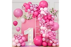 FAIRYMAIDEN Arco Para Globos Rosas - 111 Piezas Globos De Cumpleaños Decoracion Fiesta para Cumpleaños, Baby Shower, Gender Reveal, Cumpleaños Barbie Decoracion, Carnaval, Boda Comprometimo Aniversario