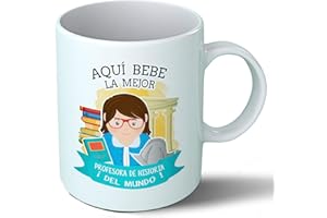 Planetacase Taza Desayuno Aquí Bebe la Mejor Profesora de Historia del Mundo Regalo Original Ceramica 330 mL