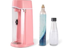 Machine à eau gazeuse zoomyo avec bouteille en verre en design carafe élégant, adaptée pour grand cylindre de CO2 1,2 l, carafe en verre et cylindre de CO2 0,6 l inclus, divers coloris.