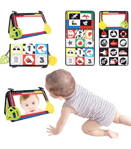 XEERUN Babyspiegelspeelgoed, Opvouwbare Baby Buikligging Spiegelspeelgoed Babyspeelgoed